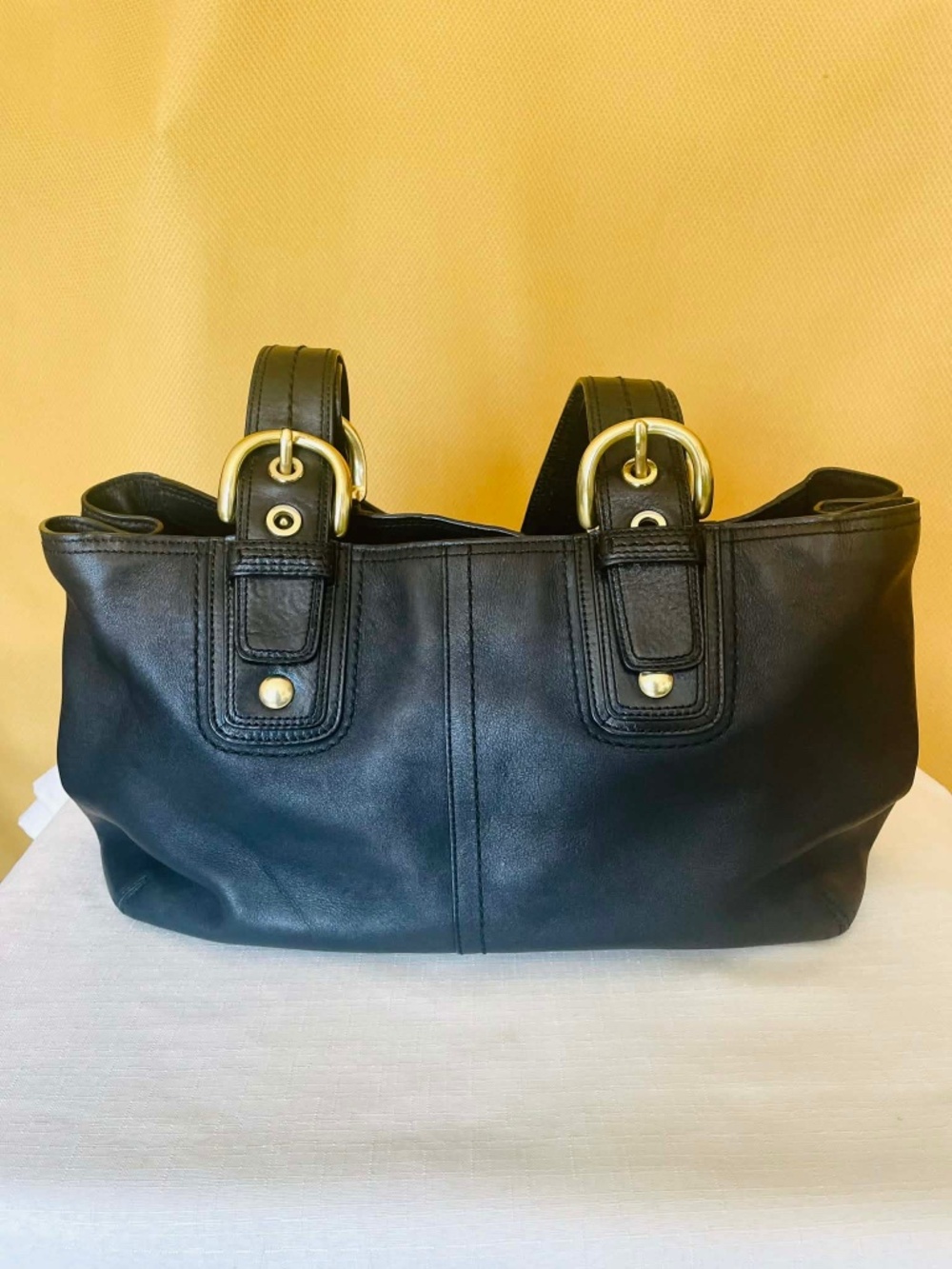Coach Soho Carryall Black Leather Satchel Vintage Y2K
